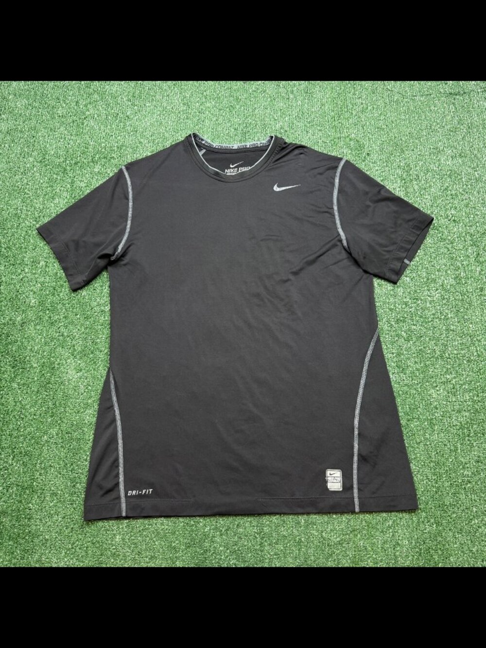 Nike Pro Combat T Shirt Mens Size L Black Short Sleeve Performance Tee
